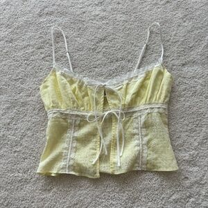 Yellow tie front top